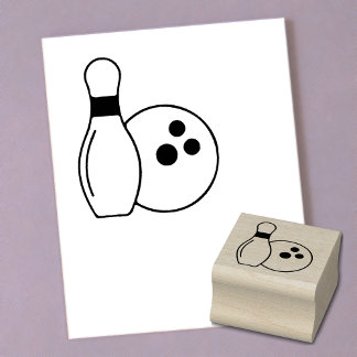 Small Bowling Pin & Ball Mini Wooden Art Stamp