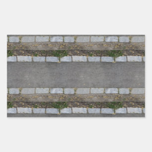 small brick-lined pathway with grass and dirt rectangular sticker