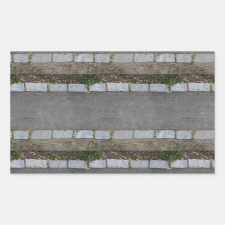small brick-lined pathway with grass and dirt rectangular sticker
