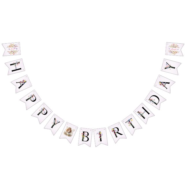 Small Bright Wildflowers Watercolor Birthday Bunting (All)