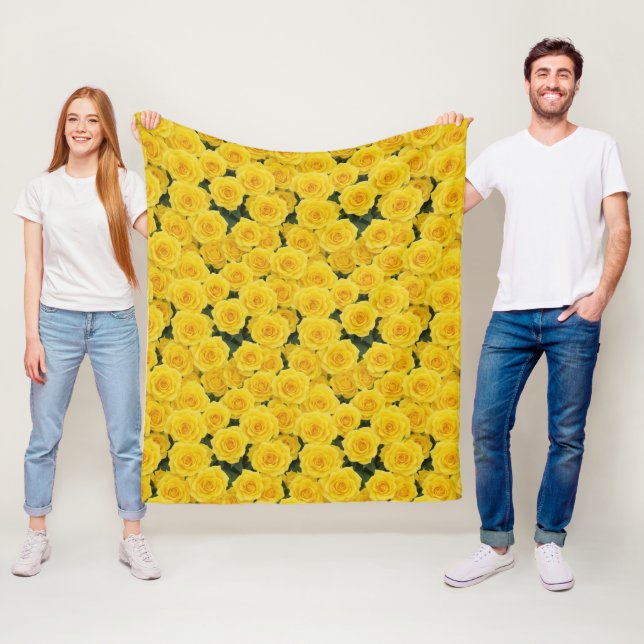 Small Bright Yellow Roses Fleece Blanket (In Situ)