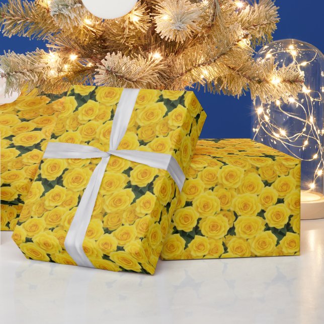 Small Bright Yellow Roses Wrapping Paper (Holidays)