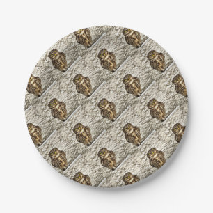 Small Brown Barn Owl Artistic Portrait Paper Plate