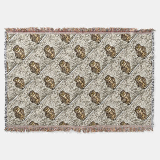 Small Brown Barn Owl Artistic Portrait Throw Blanket