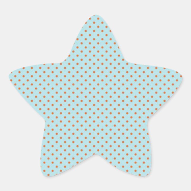 Small Brown Polka Dots On Blue Background Star Sticker (Front)