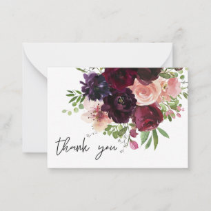 Small Burgundy & Blush Floral Thank You Card 2