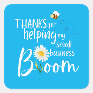 Small Business Bloom Thank You Cards Square Sticker