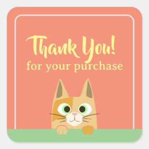 Small Business Cat Thank You Square Sticker