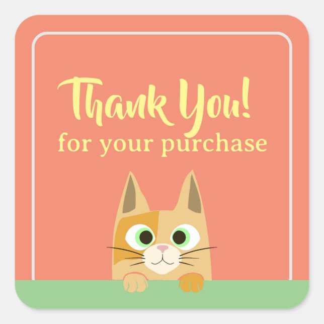 Small Business Cat Thank You Square Sticker (Front)