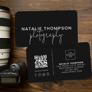 Small Business Cool QR Code With Logo Photography Card