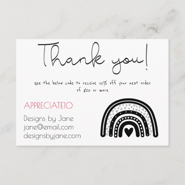 Small Business Coupon Black Rainbow Insert Card (Front)