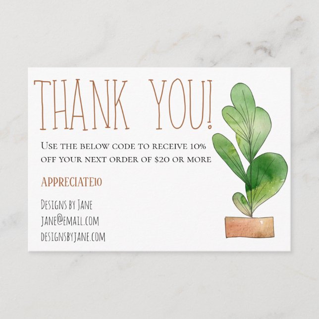 Small Business Coupon Pink Thank You Insert Card (Front)