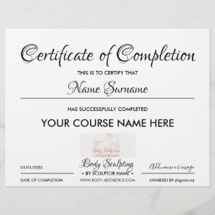 Small business course certificate of completion