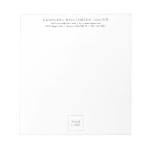 Small Business Custom Logo Name Modern White Notepad