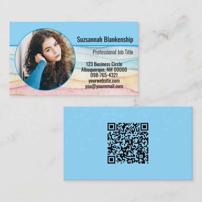Small Business Custom Round Photo and QR Code  Card (Front/Back)