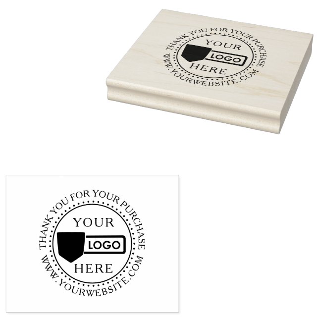 Small Business Custom Wood Art Stamp with Logo (Stamped)