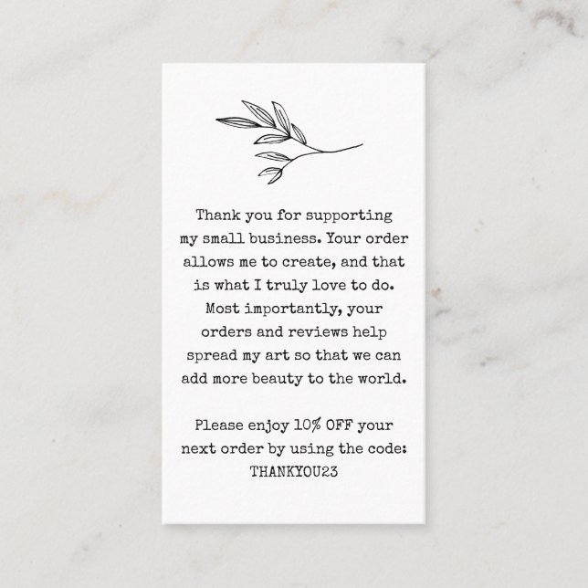 Small Business Customer Discount Coupon Card (Front)