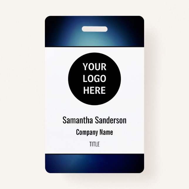 Small Business Employee ID Company Logo Barcode ID Badge (Front)