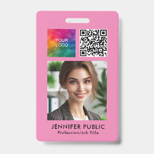 Small Business Employee QR Code Logo Template ID Badge
