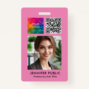 Small Business Employee QR Code Logo Template ID Badge