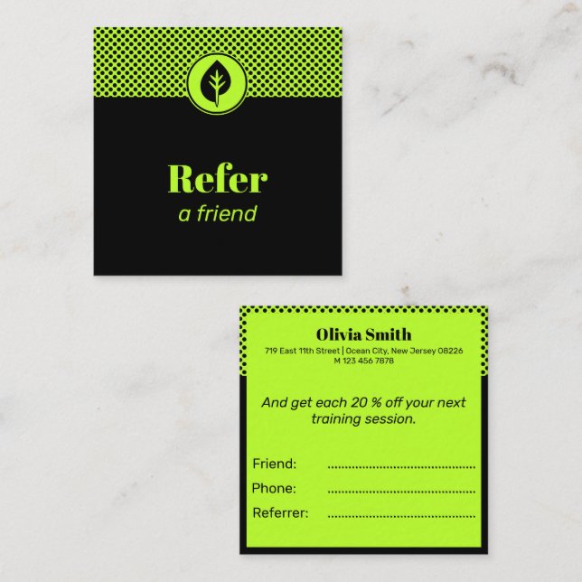 Small Business Entrepreneur Refer A Friend Square Business Card (Front/Back)