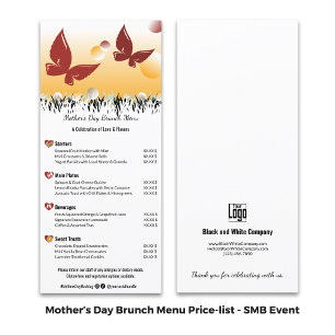 Small Business Event Mother's Day Brunch Pricelist Menu