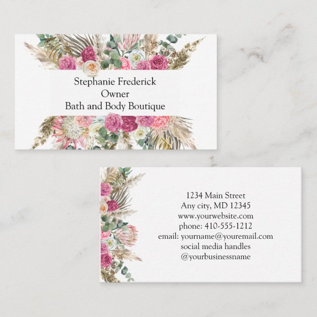 Small Business Floral Botanical Feminine  Card (Front/Back)