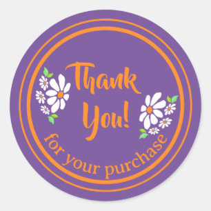 Small Business Flower Thank You Classic Round Sticker