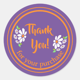 Small Business Flower Thank You Classic Round Sticker