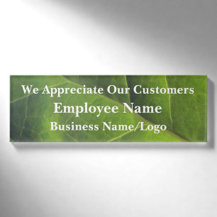 Small Business Green Leaf Employee Identification Name Tag