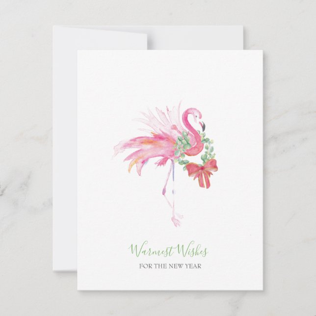 Small Business Holiday Card Pink Flamingo (Front)