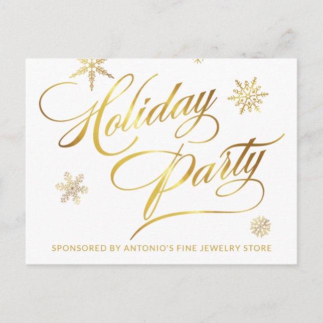 Small Business Holiday Sale Promotion Faux Foil Postcard (Front)