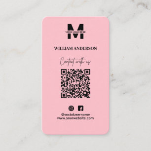 Small Business Instagram Facebook QR Code Pink Business Card