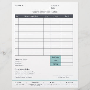 Small Business Invoice Custom Letterhead