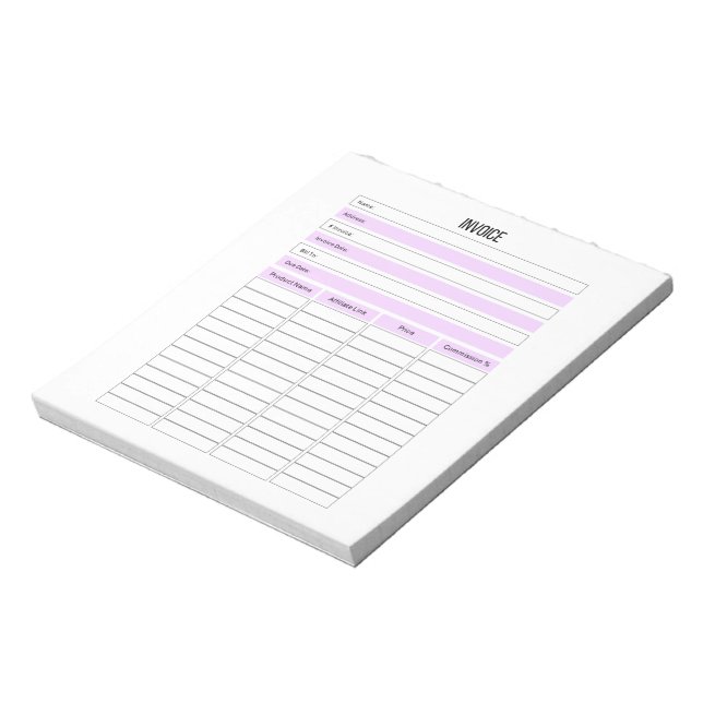 Small Business Invoice Planner Notepad (Rotated)