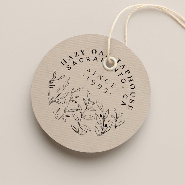 Small Business Logo | Cute Leaves & Classy Text  Rubber Stamp (Creator Uploaded)