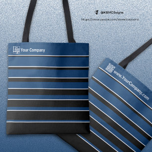 Small Business Logo Name QR-Code Blue Black White Tote Bag
