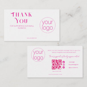 Small Business Logo Thank You QR Card Blush Pink
