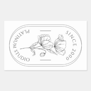 Small Business Minimalist Floral Packaging  Rectangular Sticker