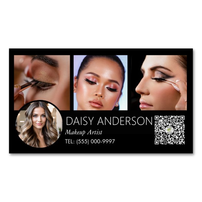 small business MUA Elegant Makeup Artist  Magnetic Business Card (Front)