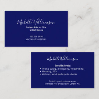 Small Business Owner Entrepreneur Navy Blue Business Card