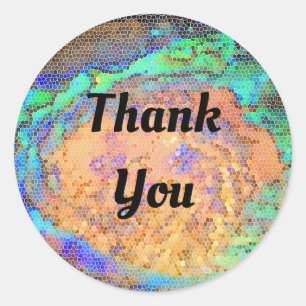 Small Business Packaging Mosaic Abalone Thank You Classic Round Sticker