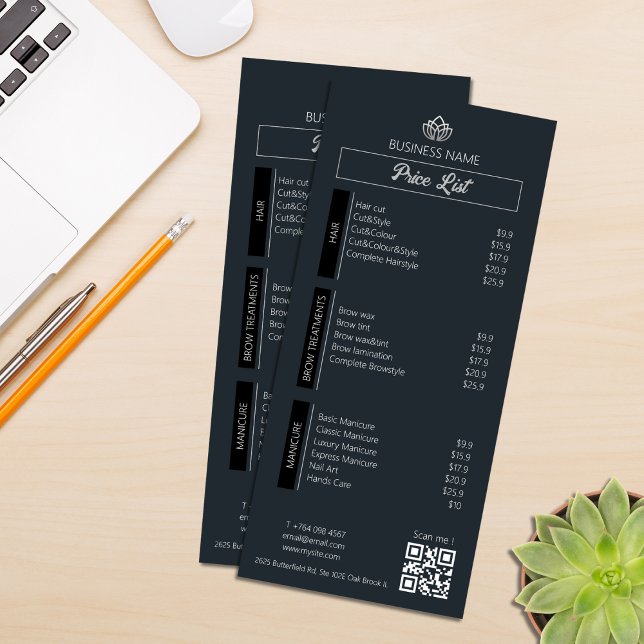 Small Business Price List Menu Black White Grey (Small Business Price List Menu Black White Gray)