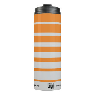 Small Business Promotion Logo Name Grey Orange Thermal Tumbler