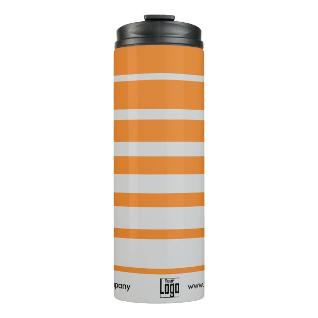 Small Business Promotion Logo Name Grey Orange Thermal Tumbler (Front)
