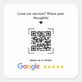 Small Business Promotional Google Review QR Code Square Sticker