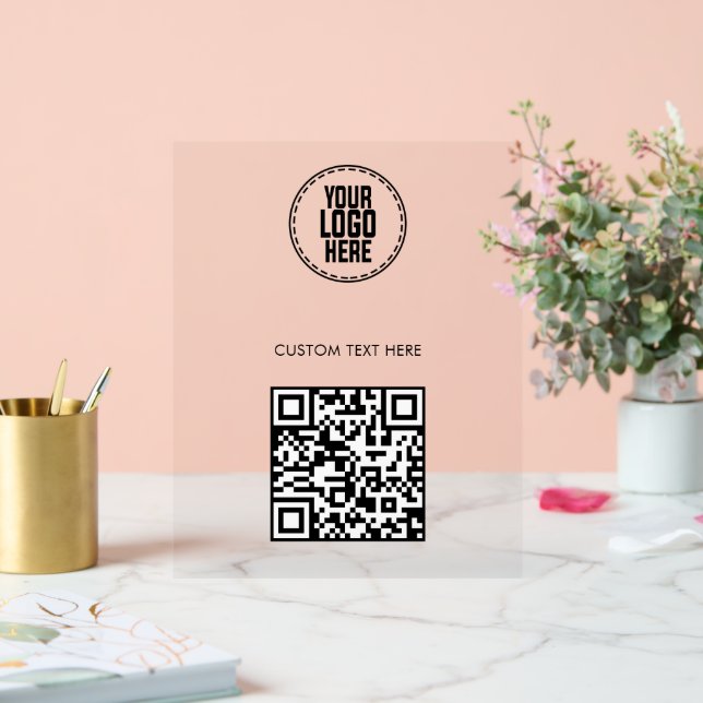 Small Business QR Code Social Media Menu Custom Acrylic Sign (Wedding)