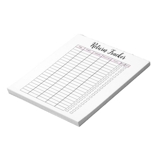 Small Business Return Tracker Notepad (Rotated)