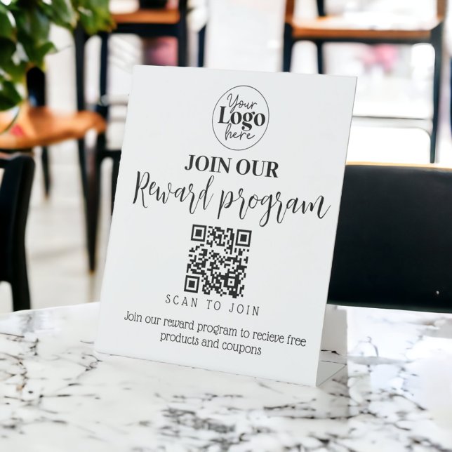 Small business reward program QR code promotion Pedestal Sign (Creator Uploaded)