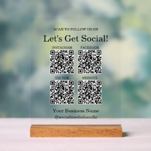 Small Business Social Media QR Code Acrylic Sign